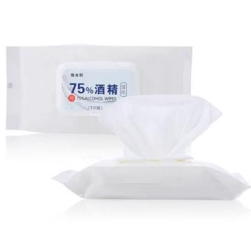 OEM Custom EPA Medical Hand Non-Woven 75% Alcoholic Wet Wipes Disinfection FDA 50PCS Bag Packing